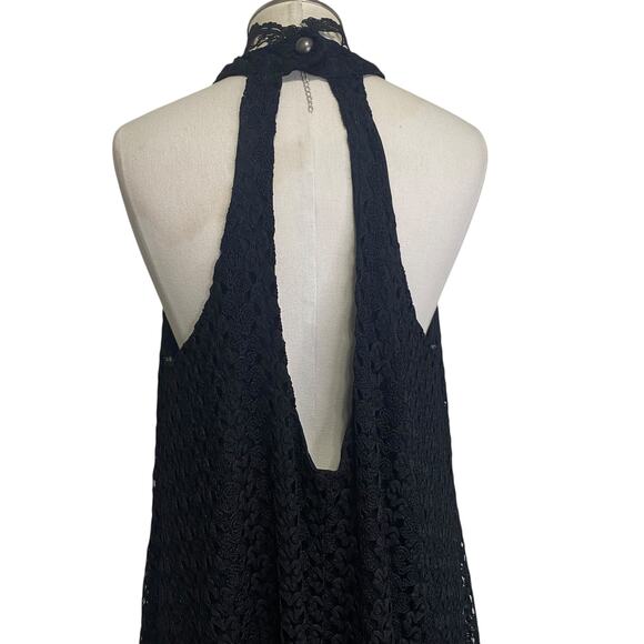 Vintage 90s y2k Halter Lacy Super Flowy Gothic Boho Whimsygoth Mini Dress - Picture 8 of 13